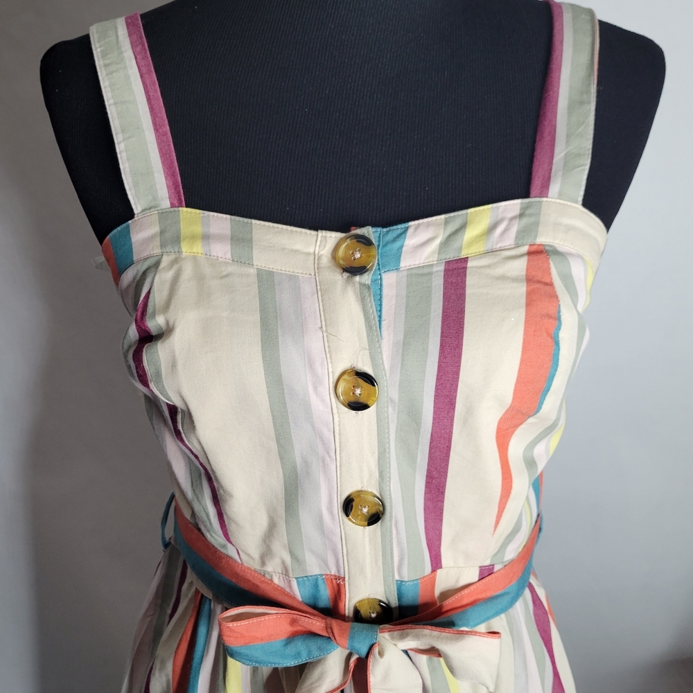 Harlow & Rose Beige Striped Halter Dress Size S - Picture 2 of 7